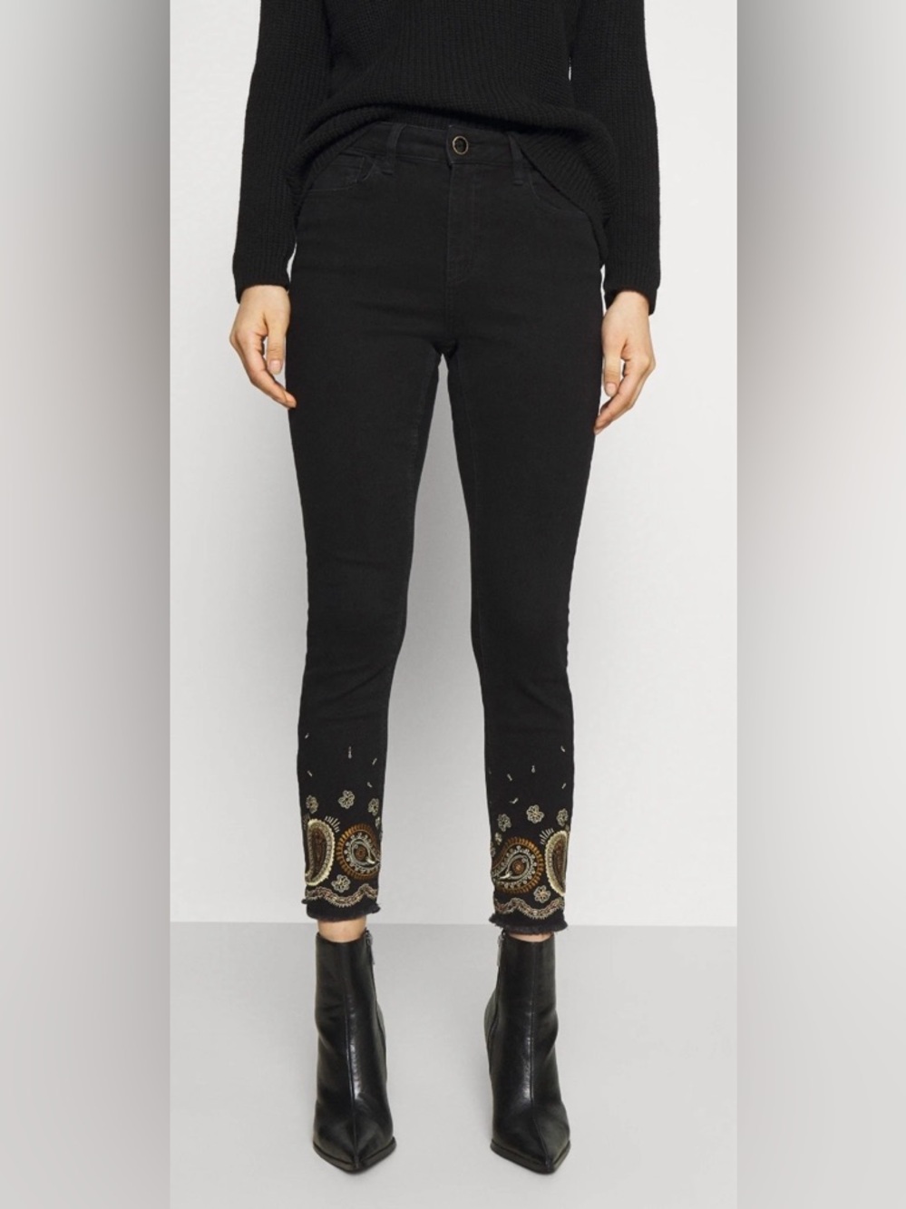 Women’s desigual cropped ankle skinny embroidered jeans 24
